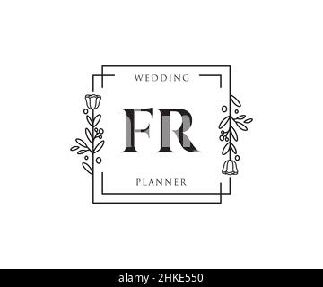 FR feminine logo. Usable for Nature, Salon, Spa, Cosmetic and Beauty Logos. Flat Vector Logo Design Template Element. Stock Vector