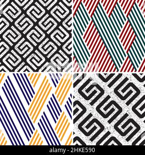 4 different vector patterns in the same package(eps). One pattern is paid and 3 are free (white dividing lines) Stock Vector