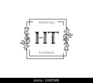 HT feminine logo. Usable for Nature, Salon, Spa, Cosmetic and Beauty Logos. Flat Vector Logo Design Template Element. Stock Vector