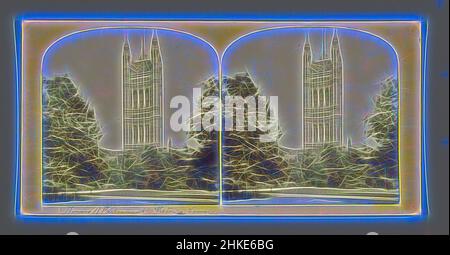 Inspired by View of the Victoria Tower of the House of Parliament in London, House of Parliament-Victoria Tower, London, c. 1860 - c. 1880, albumen print, height 85 mm × width 170 mm, Reimagined by Artotop. Classic art reinvented with a modern twist. Design of warm cheerful glowing of brightness and light ray radiance. Photography inspired by surrealism and futurism, embracing dynamic energy of modern technology, movement, speed and revolutionize culture Stock Photo