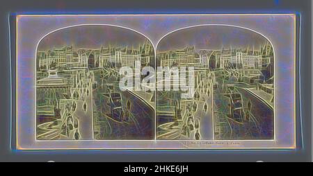 Inspired by View of the Pont Neuf in Paris, Pont Neuf, à Paris, The London Stereoscopic Company, Paris, c. 1850 - c. 1875, albumen print, height 85 mm × width 170 mm, Reimagined by Artotop. Classic art reinvented with a modern twist. Design of warm cheerful glowing of brightness and light ray radiance. Photography inspired by surrealism and futurism, embracing dynamic energy of modern technology, movement, speed and revolutionize culture Stock Photo