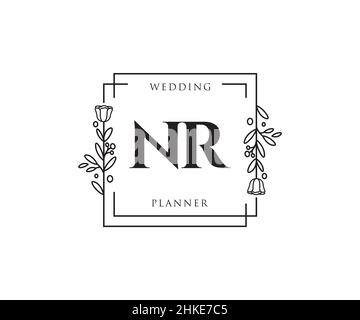 NR feminine logo. Usable for Nature, Salon, Spa, Cosmetic and Beauty Logos. Flat Vector Logo Design Template Element. Stock Vector