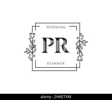 PR feminine logo. Usable for Nature, Salon, Spa, Cosmetic and Beauty Logos. Flat Vector Logo Design Template Element. Stock Vector