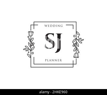 SJ feminine logo. Usable for Nature, Salon, Spa, Cosmetic and Beauty Logos. Flat Vector Logo Design Template Element. Stock Vector