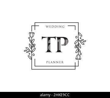 TP feminine logo. Usable for Nature, Salon, Spa, Cosmetic and Beauty Logos. Flat Vector Logo Design Template Element. Stock Vector