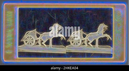 Inspired by Sculpture of a chariot with two horses in the Vatican Museums, Giorgio Sommer, Vaticaanse Musea, c. 1860 - c. 1880, albumen print, height 84 mm × width 177 mm, Reimagined by Artotop. Classic art reinvented with a modern twist. Design of warm cheerful glowing of brightness and light ray radiance. Photography inspired by surrealism and futurism, embracing dynamic energy of modern technology, movement, speed and revolutionize culture Stock Photo