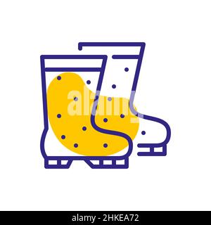 Gardening boots. Waterproof footwear. Color pixel perfect, editable stroke icon Stock Vector