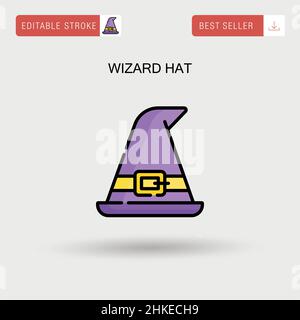 Magic fairy witch cap with pointy end and decorative elements. Cartoon ...