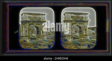 Inspired by View of the Arch of Titus in Rome, Rome, 1856 - 1890, glass, zegel rand:, slide, height 82 mm × width 170 mm, Reimagined by Artotop. Classic art reinvented with a modern twist. Design of warm cheerful glowing of brightness and light ray radiance. Photography inspired by surrealism and futurism, embracing dynamic energy of modern technology, movement, speed and revolutionize culture Stock Photo