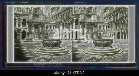 Inspired by View of a well in the courtyard of the Doge's Palace in Venice, Italy, Puits du Palais Ducal Venise, L.F., Venice, 1856 - 1890, glass, zegel rand:, slide, height 82 mm × width 170 mm, Reimagined by Artotop. Classic art reinvented with a modern twist. Design of warm cheerful glowing of brightness and light ray radiance. Photography inspired by surrealism and futurism, embracing dynamic energy of modern technology, movement, speed and revolutionize culture Stock Photo