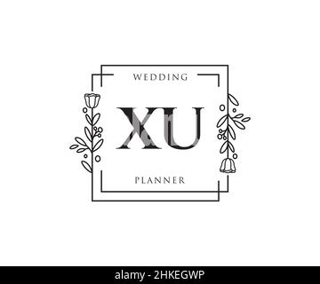 XU feminine logo. Usable for Nature, Salon, Spa, Cosmetic and Beauty Logos. Flat Vector Logo Design Template Element. Stock Vector