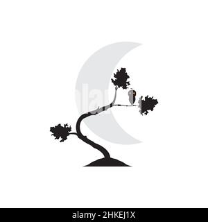 trees bonsai with owl logo design vector graphic symbol icon illustration creative idea Stock Vector