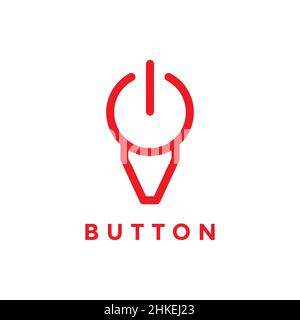power button with cow head logo design vector graphic symbol icon illustration creative idea Stock Vector