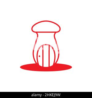 mushroom home with door logo design vector graphic symbol icon illustration creative idea Stock Vector