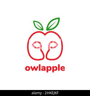 face apple owl logo design, vector graphic symbol icon illustration creative idea Stock Vector