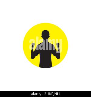 silhouette young man spirit hands logo design, vector graphic symbol icon illustration creative idea Stock Vector