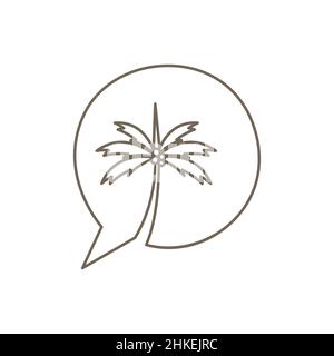 bubble chat talk with coconut tree logo design, vector graphic symbol icon illustration creative idea Stock Vector