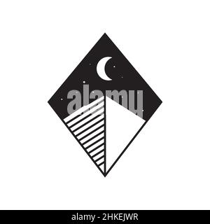 triangle mountain with night space logo design, vector graphic symbol icon illustration creative idea Stock Vector