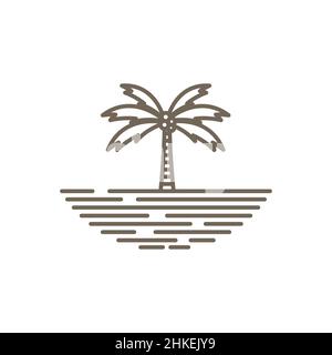 hipster line coconut trees logo design, vector graphic symbol icon illustration creative idea Stock Vector