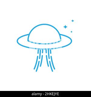 line ufo alien airplane logo design, vector graphic symbol icon illustration creative idea Stock Vector