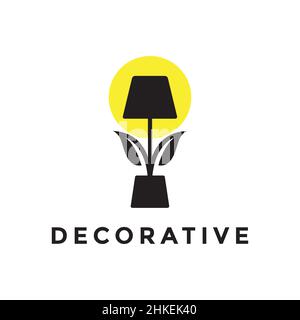 stand lamp interior decorative with plant logo design, vector graphic symbol icon illustration creative idea Stock Vector