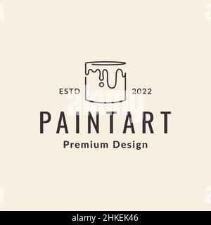 bucket with paint hipster logo design, vector graphic symbol icon illustration creative idea Stock Vector