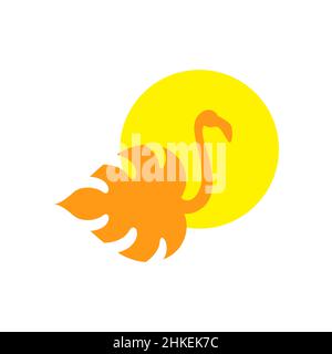 flamingo bird with maple leaf logo design, vector graphic symbol icon illustration creative idea Stock Vector