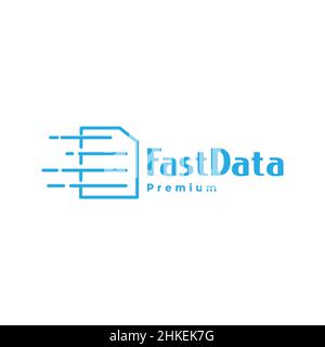fast line document tech logo design, vector graphic symbol icon illustration creative idea Stock Vector