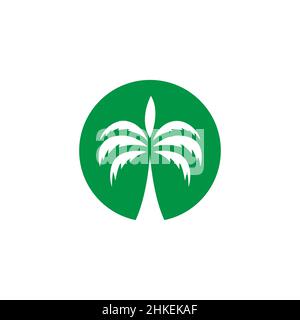 negative space circle with coconut trees logo design, vector graphic symbol icon illustration creative idea Stock Vector
