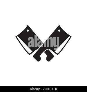 cross knife beef meat logo design, vector graphic symbol icon illustration creative idea Stock Vector