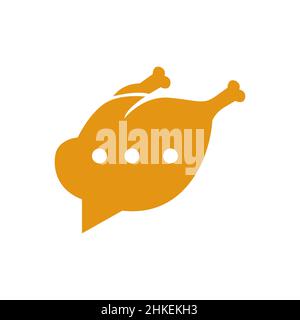 chicken meat talk chat logo design, vector graphic symbol icon illustration creative idea Stock Vector