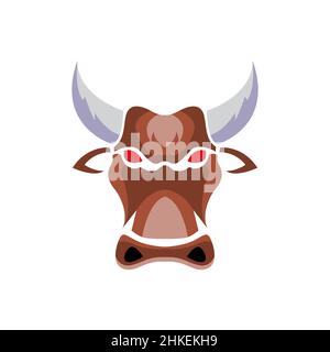 head cow abstract brown color logo design, vector graphic symbol icon illustration creative idea Stock Vector