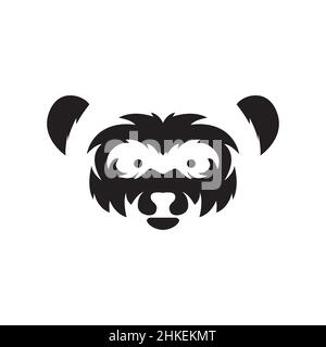 isolated face black koala logo design, vector graphic symbol icon illustration creative idea Stock Vector