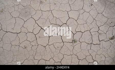 Cracked dry mud background on the top view Stock Photo