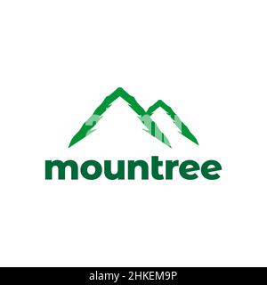 negative space trees with mountain logo design, vector graphic symbol icon illustration creative idea Stock Vector