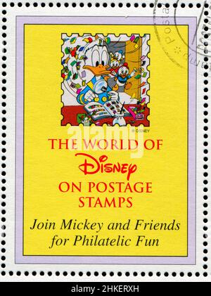 GUYANA - CIRCA 1994: stamp printed by Guyana, shows Walt Disney characters, Donald, duck, circa 1994 Stock Photo