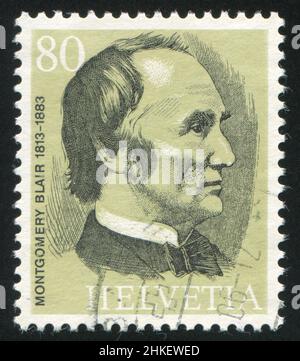 SWITZERLAND - CIRCA 1974: stamp printed by Switzerland, shows Montgomery Blair, circa 1974 Stock Photo