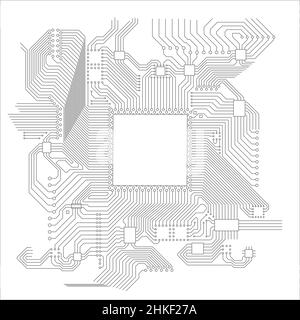 Circuit board vector illustration. Vector electronic circuit high tech illustration. Electronics and robotics programming. Stock Vector