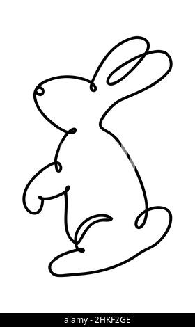 Rabbit line art. vintage. Bunny tattoo or easter event print design vector  illustration. 5385118 Vector Art at Vecteezy