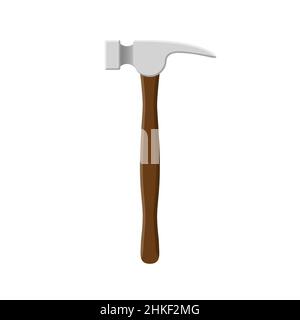Claw hammer vector illustration in flat style. Home repair tool. Stock Vector