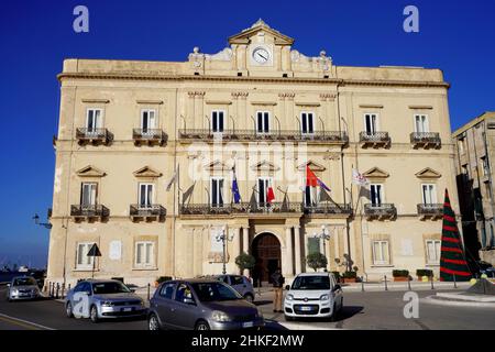 TARANTO, ITALY - DECEMBER 30, 2021: Palazzo di Città, the town hall of the city of Taranto, Puglia, Italy Stock Photo