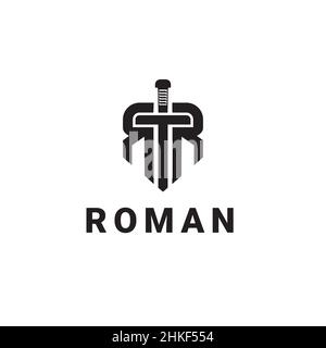 Sword Symbol Initials Letter RR Roman logo design Stock Vector