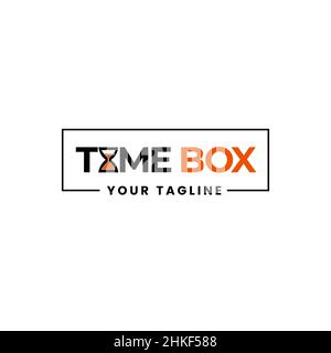 Time Box Logo - Minimalist Design with Hourglass Elements for Business and Branding Stock Vector