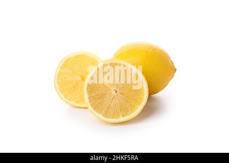 Lemon and halves isolated on white background Stock Photo