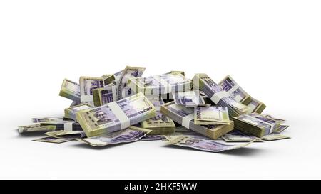3D Stack of 1000 Bangladesh Taka notes Isolated  on white background Stock Photo