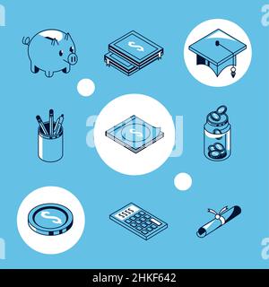 nine loans and schoolarship icons Stock Vector
