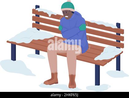 Man cold outdoors semi flat color vector character Stock Vector