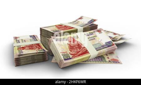 3D Stack of 200 Egyptian pound notes isolated on whited background Stock Photo