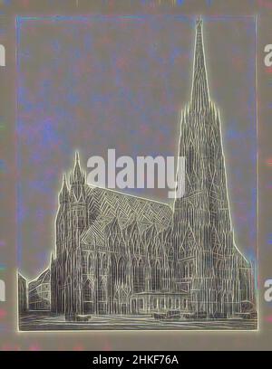 Inspired by  of St. Stephen's Cathedral in Vienna, Austria, Die Stefanskirche, Cathedrale de St. Etienne, Cathedral, intermediary draughtsman:, 1851 - 1900, paper, albumen print, height 430 mm × width 329 mm, Reimagined by Artotop. Classic art reinvented with a modern twist. Design of warm cheerful glowing of brightness and light ray radiance. Photography inspired by surrealism and futurism, embracing dynamic energy of modern technology, movement, speed and revolutionize culture Stock Photo