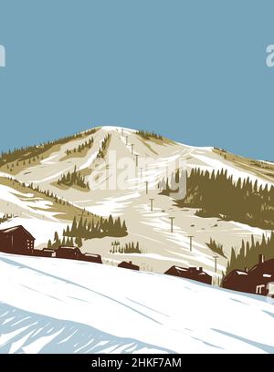 Steamboat Ski Resort in Steamboat Springs in Routt County Colorado WPA Poster Art Stock Photo